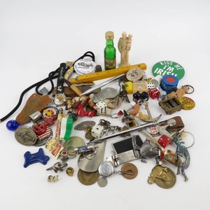 Vintage Junk Drawer Lot-Toys, Tokens, Dice, Pins, Keychains & More
