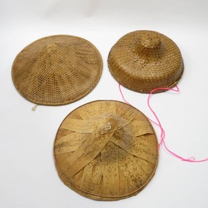 Grouping of 3 Vintage Traditional Rice Paddy Hat Headwear