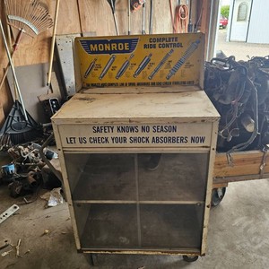 Early Monroe Shocks,  Tin Lith Counter Display, Great Condition