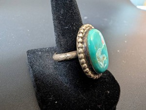 Turquoise-Colored Cabochon Cocktail Ring