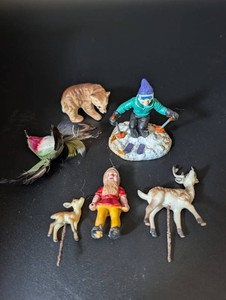 Mixed Lot Santa, Skier, Bear, Deer & Feathered Bird Figures
