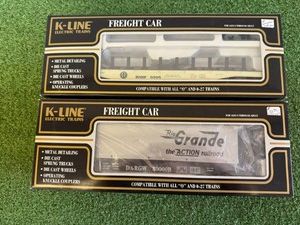 K-Line O Scale Rio Grande Classic Flat Cat w Refrigerated Container & BNSF Classic Flat Car