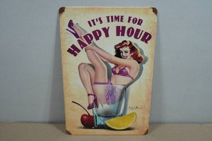 Vintage Style Metal Sign - Happy Hour