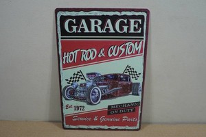 Vintage Style Metal Sign - Hot Rod & Custom Garage