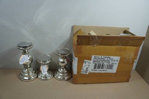 Set of Three Metallic Candle Holders - 6, 8 & 10