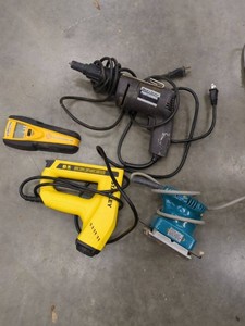 Lot of 4 Assorted Power Tools Makita Sander, Black & Decker Drill, Stanley