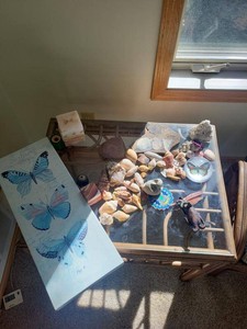 Lot of Coastal Shell Decor Butterfly Wall Art Kaleidoscope & Stones