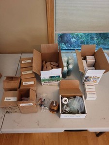 Box Lot of Woodturning Craft Supplies Lamp Parts Candle Cups
