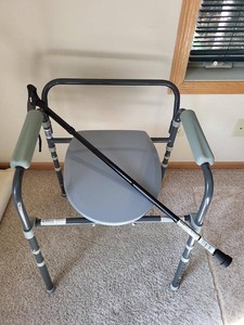 CVS Health Bedside Commode Chair with Adjustable Cane Medical Aid