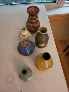Lot of Assorted Studio Pottery Bud Vases incl. Wedgwood Jasperware