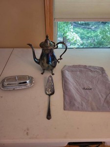 F.B. Rogers Silverplate Coffee Pot Butter Dish & Server Set