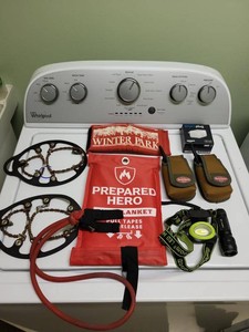 Assorted Outdoor Gear Lot Cobra Radios Fire Blanket Ice Cleats