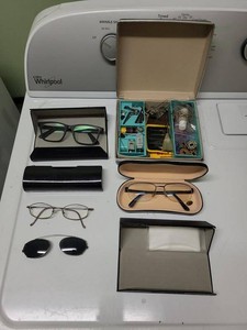 Ray-Ban Eyeglasses Lot w Cases, Clip-On Sunglasses & Sewing Kit