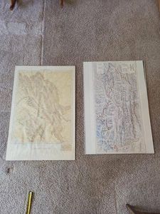 Framed Vintage Banff & Jasper National Park Maps Alberta Canada