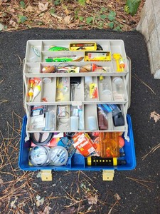 Plano Fishing Tackle Box Loaded With Lures Bobbers Line & Tackle