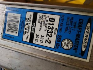 Werner Craft-Master D132-2 Aluminum Extension Ladder 32 Ft Type I
