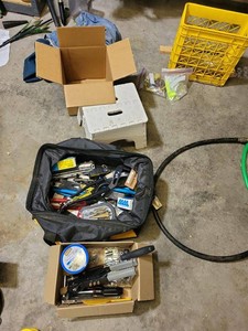 DeWalt Tool Bag Assorted Hand Tools, Rivet Gun Folding Step Stool