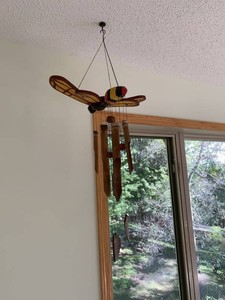 Dragonfly Decor Wind Chime and Metal Garden Stake Yard Art Set