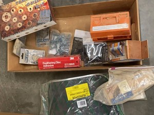 Assorted Woodworking Router Accessories, Abrasives & Hardware Lot