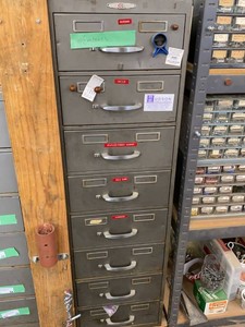 Yawman & Erbe Steel Parts Cabinet With Assorted Hardware Contents