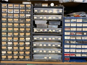 Assorted Hardware Organizer Cabinets w Nuts Bolts Screws & Fasteners