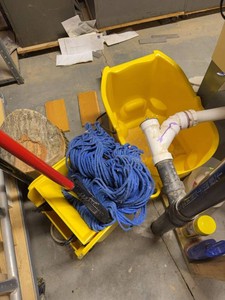 Commercial Yellow Mop Bucket With Wringer and Blue String Mop