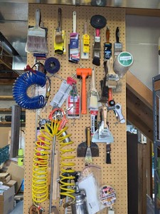 Assorted Paint Tools Air Hose Spray Gun Scrapers Brush Lot