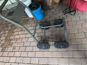 6-Wheel Metal Firewood Log Cart Rolling Wood Carrier Rack Olive