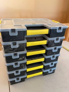 Set of 6 Stanley Parts Organizer Cases with Mixed Hardware & Tools