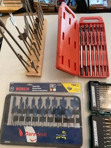 Lot of Assorted Drill Bits Spade Bits Bosch Daredevil Masterforce