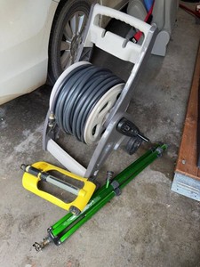 Garden Hose Reel Cart with Hose, Tripod Sprinkler & Oscillating Sprinkler