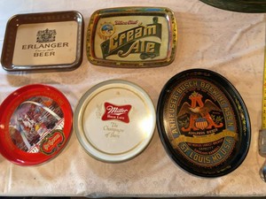 Vintage Beer Advertising Tray Lot Anheuser Busch Miller Utica Club