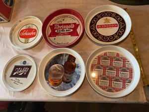 Vintage Beer Advertising Serving Tray Group Budweiser Schlitz Busch