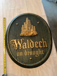 Vintage Waldeck On Draught Beer Advertising Wall Plaque Faux Wood Style