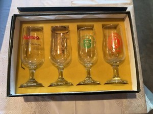 Vintage Brewery Advertising Beer Glasses Set in Box Hamms Coors