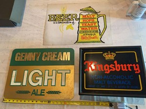 Group of Vintage Beer Advertising Signs Genny Cream Kingsbury Bar, Tested and Working, See Photos