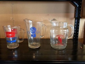 Vintage Beer Advertising Glass Pitchers Pabst Schmidts Kodraft