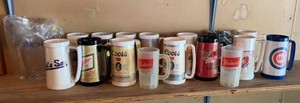 Group of Vintage Beer & Sports Plastic Advertising Mugs Cups Pitcher