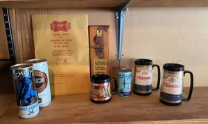 Group of Vintage Beer Advertising Steins, Cans & Barware Collectibles