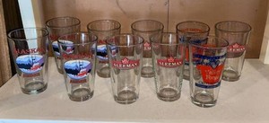 Group Vintage Advertising Beer Pint Glasses Alaskan Sleeman Valley Forge