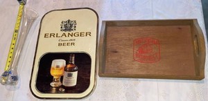 Group Beer Advertising Trays & Super Bowl XXVI Glass Boot Barware