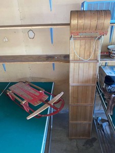 Vintage Eskimo Werlich Toboggan & Royal Racer Wood Sled Lot