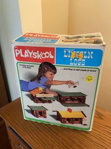 Playskool Lincoln Logs No. 887 Original Wooden Building Set in Box