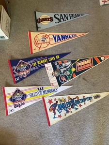 Vintage Sports Pennant Lot Yankees Giants White Sox Angels Globetrotters