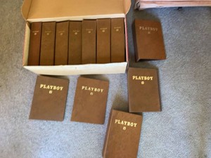 Playboy Magazine Storage Binders Brown Faux Leather Library Set