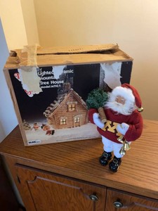 Group NAC Lighted Ceramic Tree House & Minnesota Santa Decor