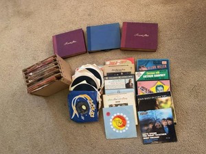 Group Vintage Vinyl Records & 45 RPM Singles w Record Storage Albums
