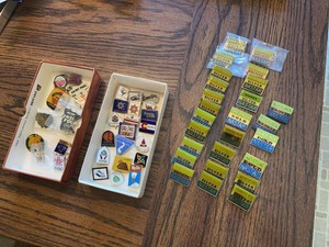 Group of Vintage Enamel Ski Resort NASTAR Sports Pins Keychains