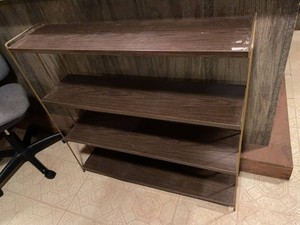 Vintage MCM Style 4-Tier Metal & Wood Bookshelf Display Shelf