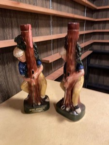 Pair of Figural Ceramic Tree Trunk Spill Vases 14in Folk Art Decor